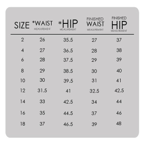Delias Clothing Size Chart