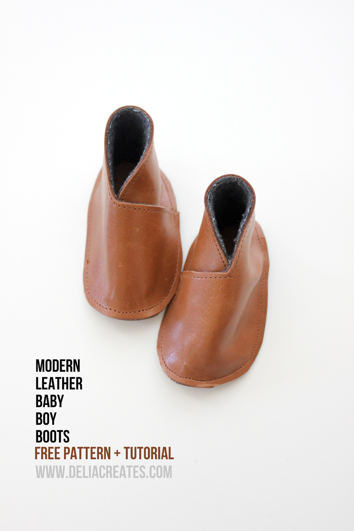 DIY Leather Baby Boy Boots - Free Pattern + Tutorial - Delia Creates (19)