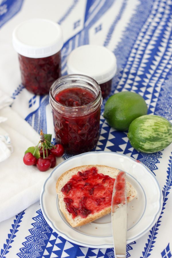 Easy Cherry Lime Freezer Jam