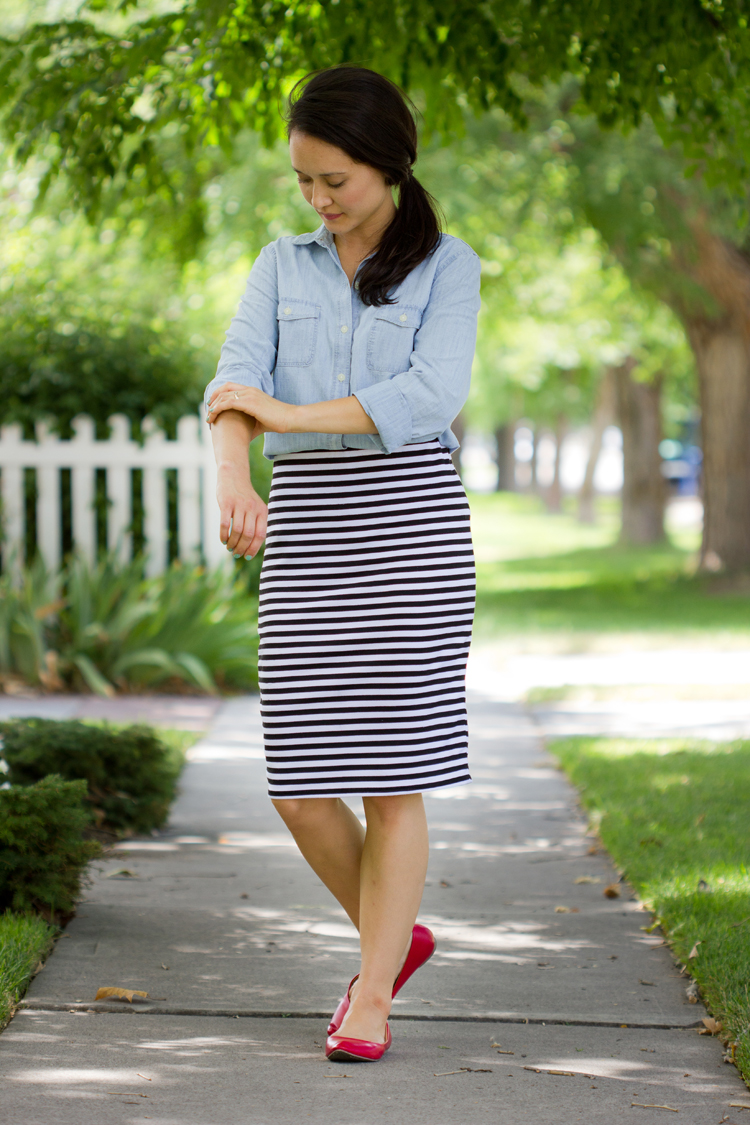 pattern knit skirt pencil