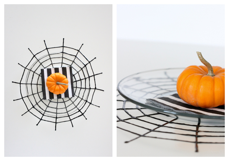 Halloween Spiderweb Place Mats - made from puff paint! // Delia Creates
