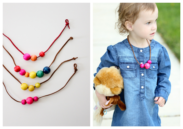 DIY Toddler Safe Necklaces. They are fun to make and have a unique safety clasp in the back! || Delia Creates