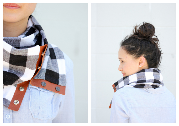 DIY Leather + Flannel Snap Scarf Tutorial // Delia Creates