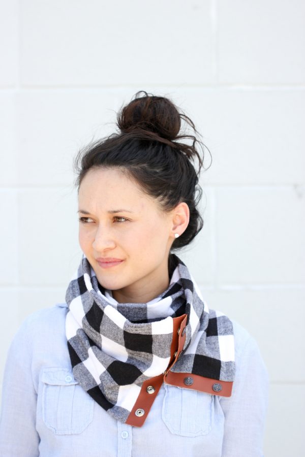Leather + Flannel Snap Scarf Tutorial