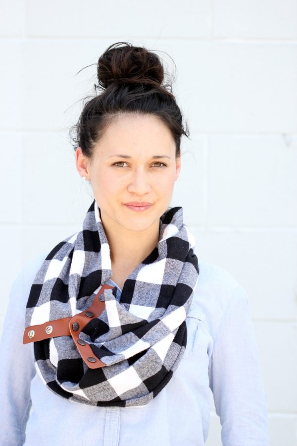 Leather + Flannel Snap Scarf Tutorial
