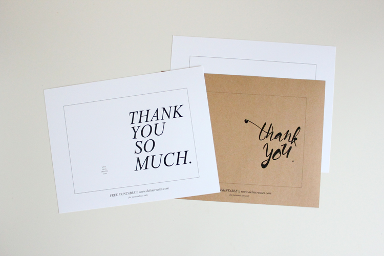 Free Thank You Card Printables // Delia Creates