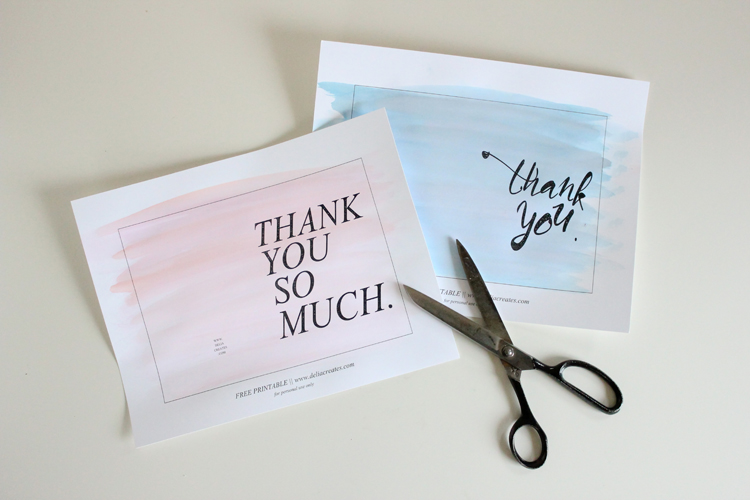 Free Thank You Card Printables // Delia Creates