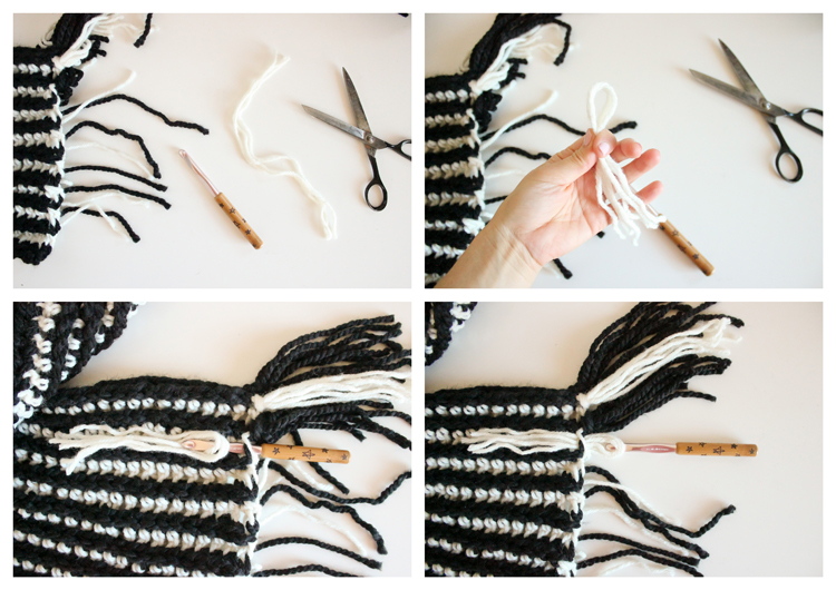Striped Ribbed Fringe Scarf - Free Crochet Pattern // Delia Creates