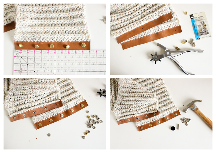Crochet Leather Snap Scarf - Free Pattern and Tutorial! // Delia Creates