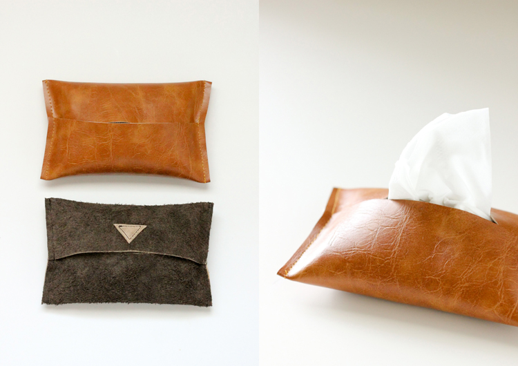 easy leather travel tissue pouch tutorial  // Delia Creates