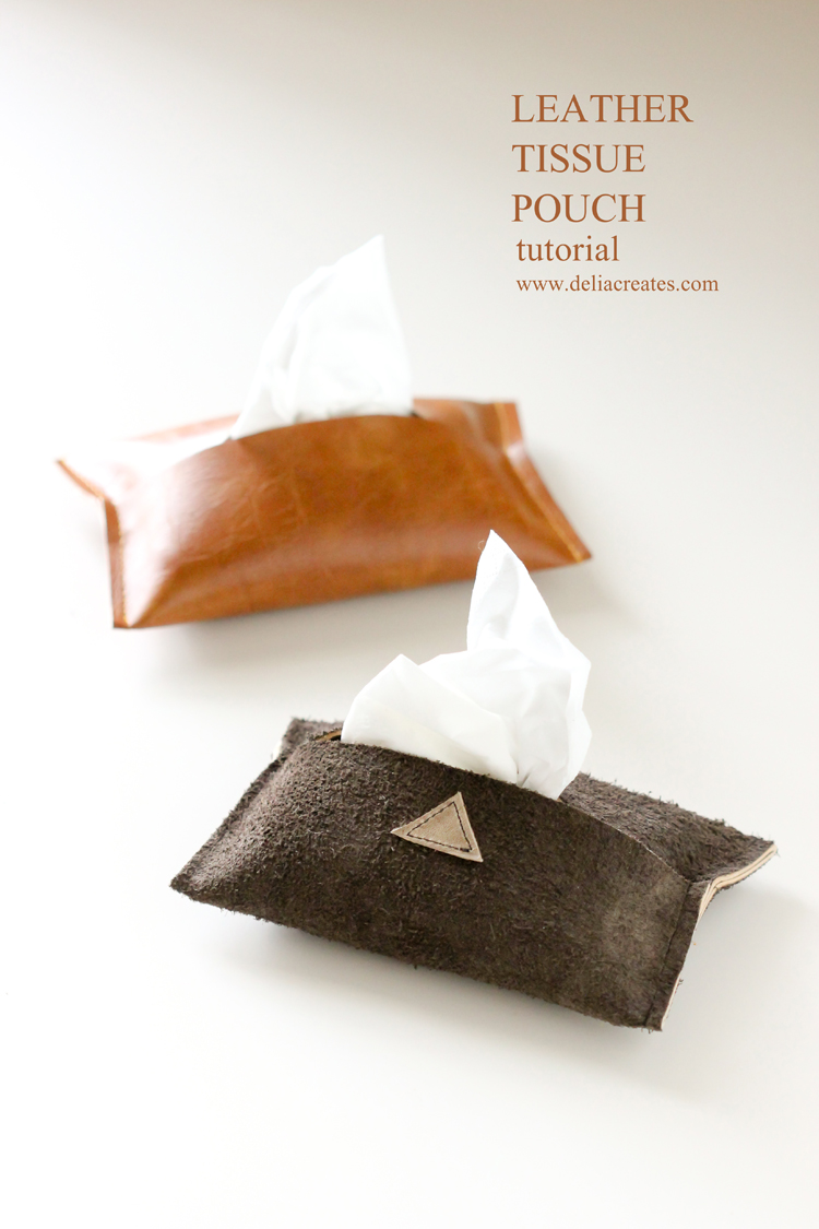 easy leather travel tissue pouch tutorial  // Delia Creates