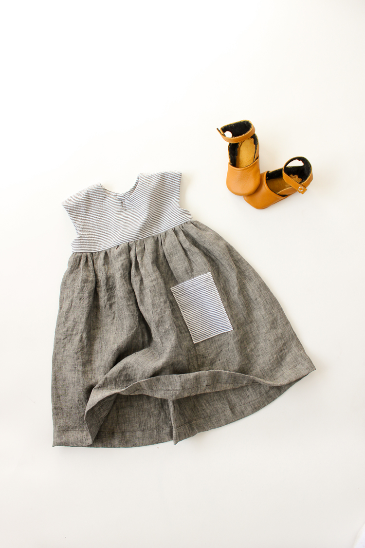 Geranium Dress and Natty Jane leather baby shoes // Delia Creates