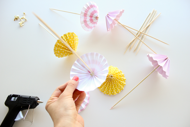 DIY drink umbrellas, made from scrapbook paper // Delia Creates