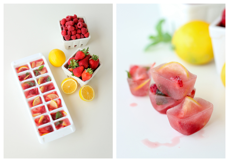 berry filled juice ice cubes...adds flavor to any drink while it melts // Delia Creates