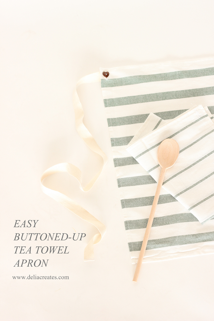 easy buttoned-up tea towel apron tutorial // Delia Creates