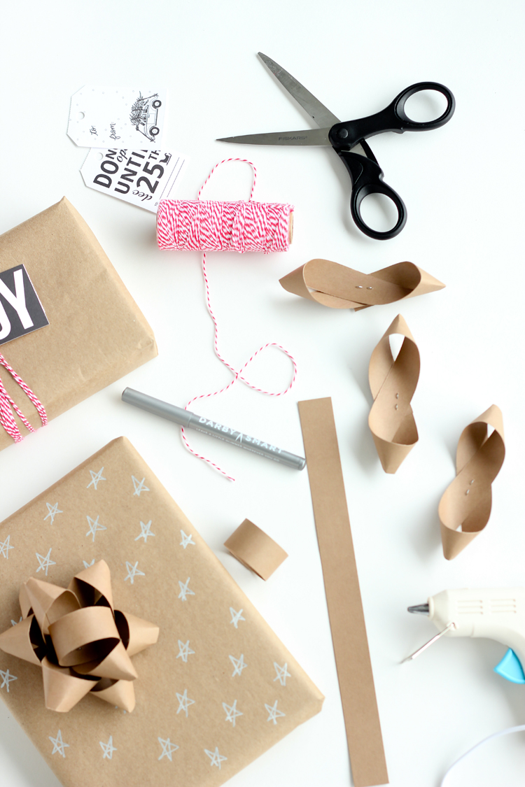 Three easy ways to dress up kraft wrapping paper with copy paper! // Delia Creates