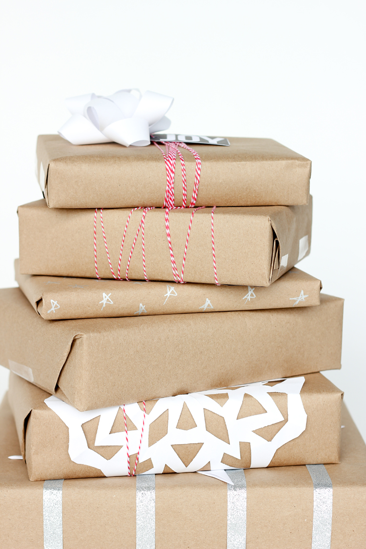 Three easy ways to dress up kraft wrapping paper with copy paper! // Delia Creates