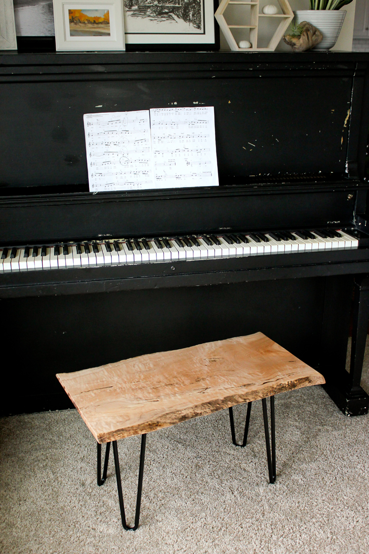 DIY Live Edge Wood Piano Bench Tutorial // www.deliacreates.com