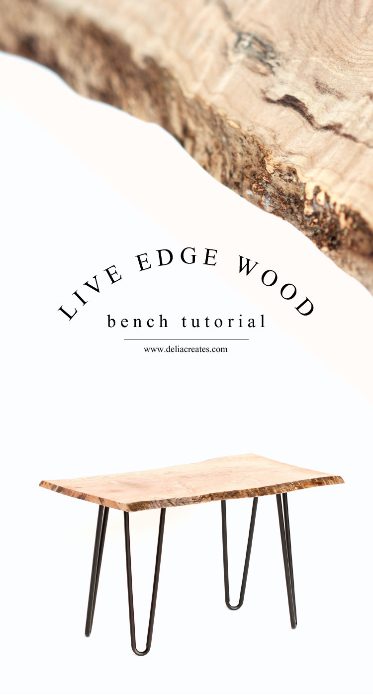 DIY Live Edge Wood Bench Tutorial // www.deliacreates.com