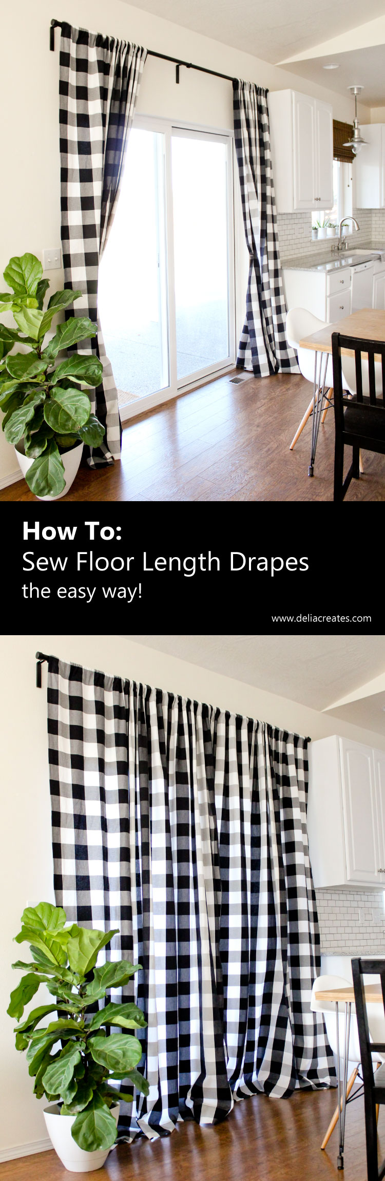 How To Sew Floor Length Drapes - the easy way! // www.deliacreates.com
