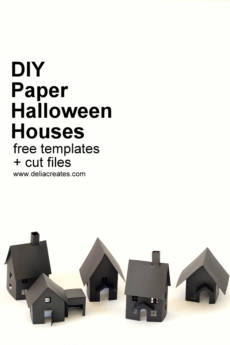 DIY Paper Halloween Houses - free templates + cut files! // www.deliacreates.com