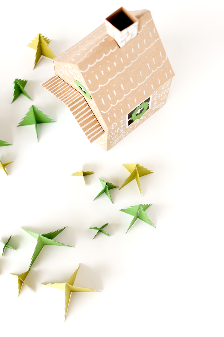 Paper Holiday Houses - free templates! // www.deliacreates.com