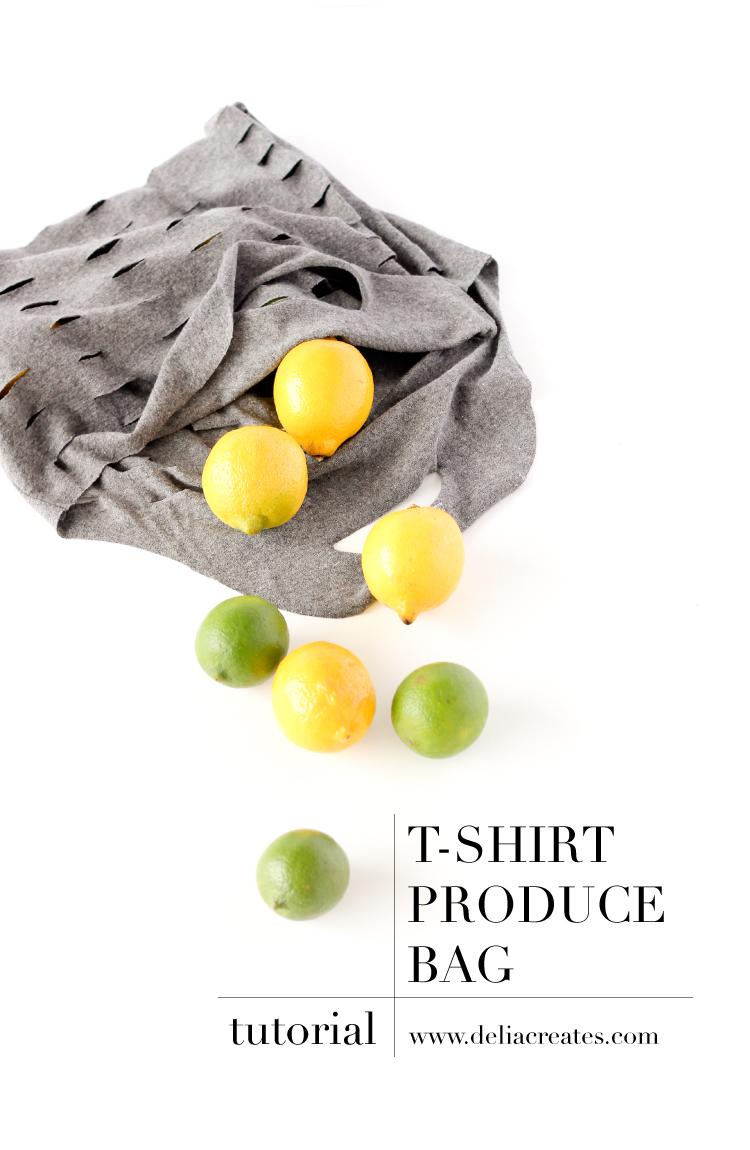 Easy, no-sew,T-shirt Produce Bags // www.deliacreates.com