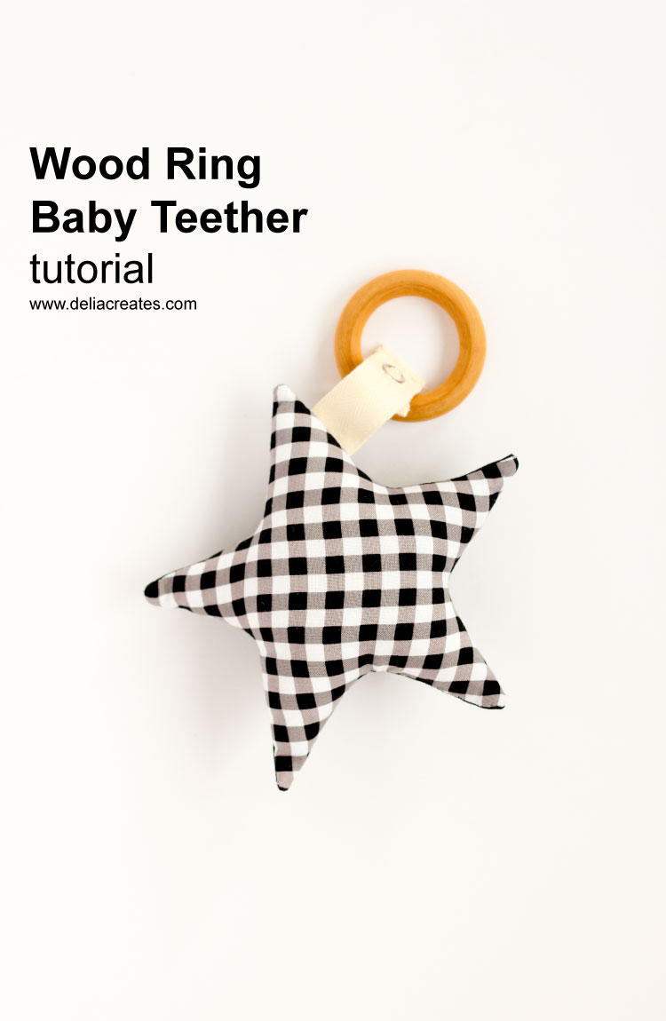 Wooden Ring Baby Teether Toy - free pattern + tutorial! // www.deliacreates.com
