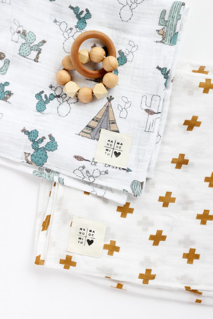 Gauze Swaddle Baby Blanket + DIY Tag TUTORIAL