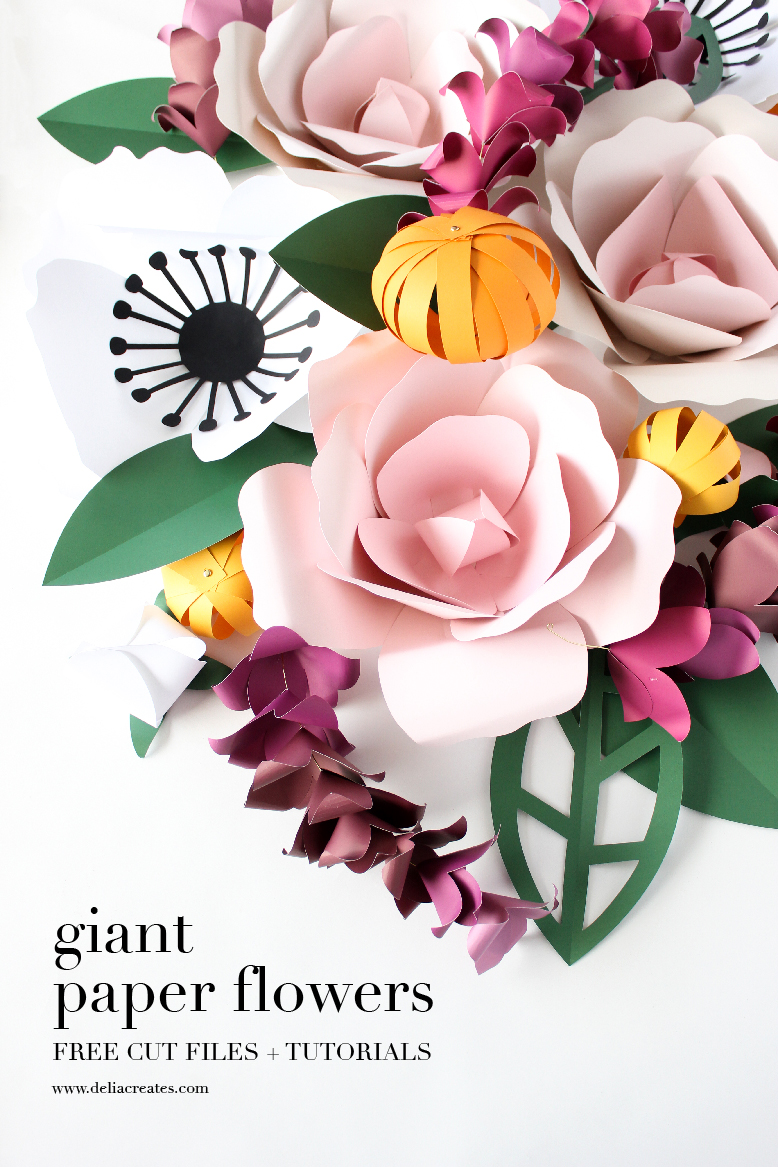 Giant Paper Flowers + Free Cut Files! // www.deliacreates.com