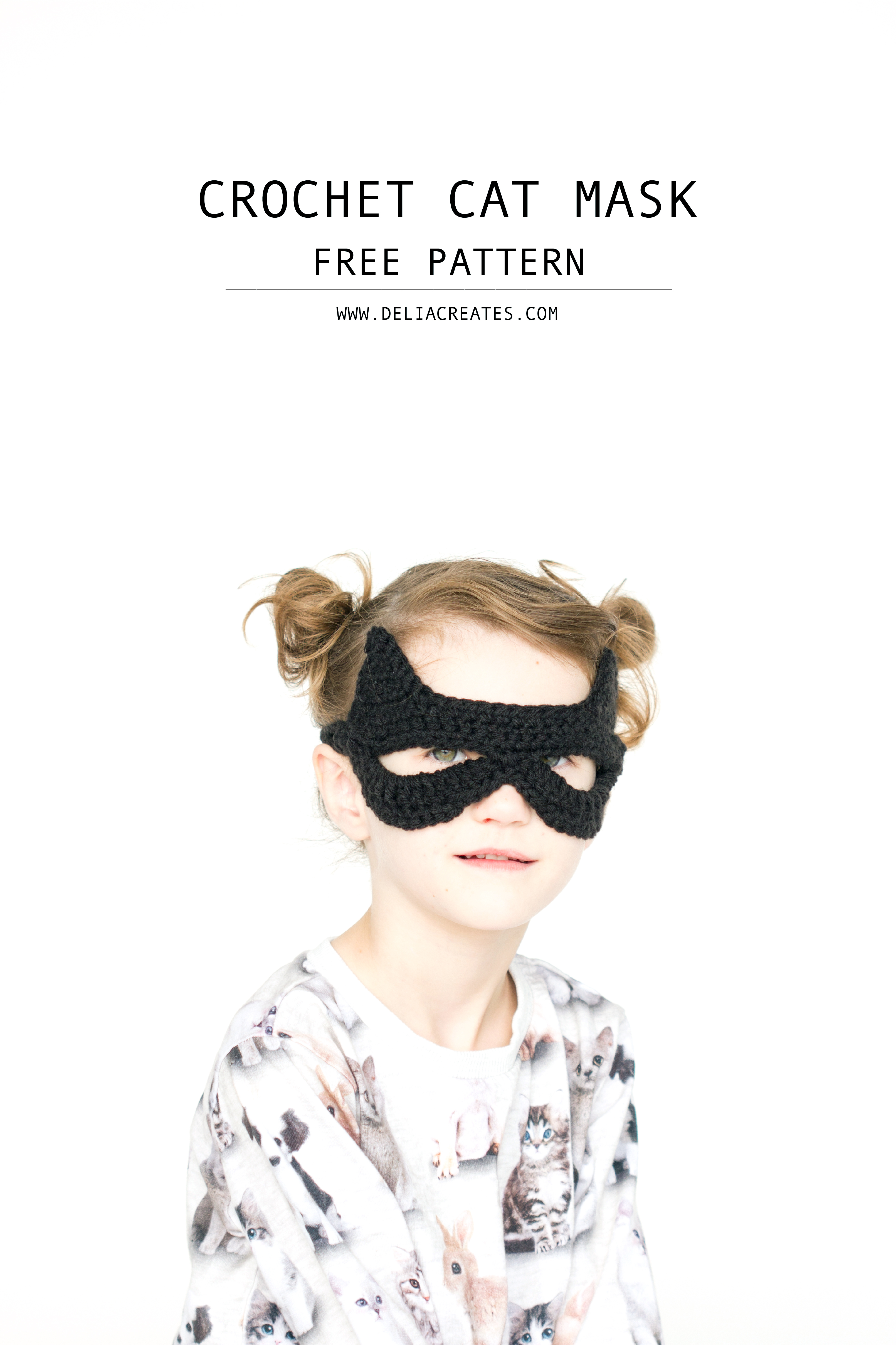 Crocheted Cat Mask: free pattern + tutorial // www.deliacreates.com