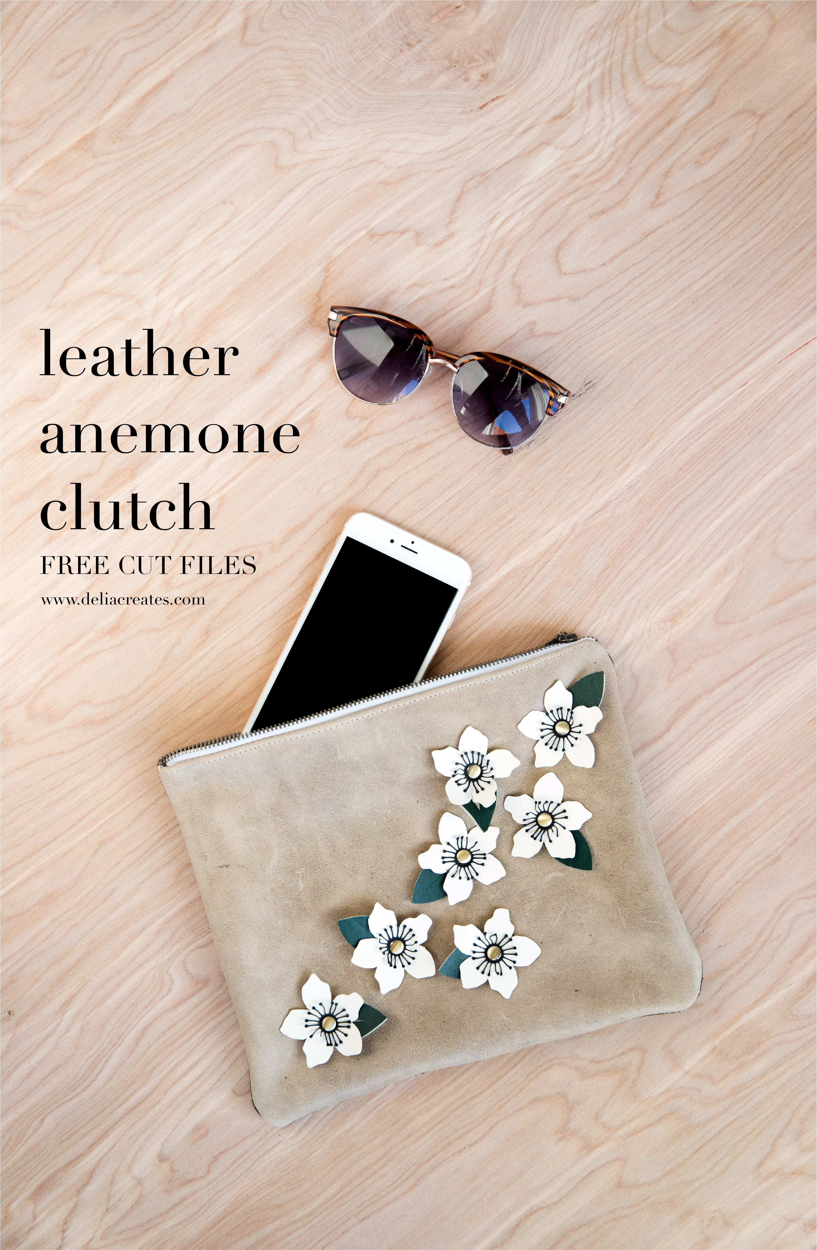 Leather Anemone Clutch - Tutorial + Free Cut Files // www.deliacreates.com