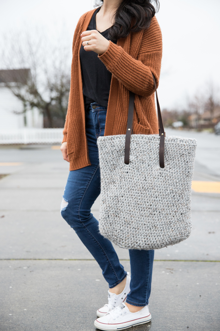 Crochet Bag Pattern with Leather Straps