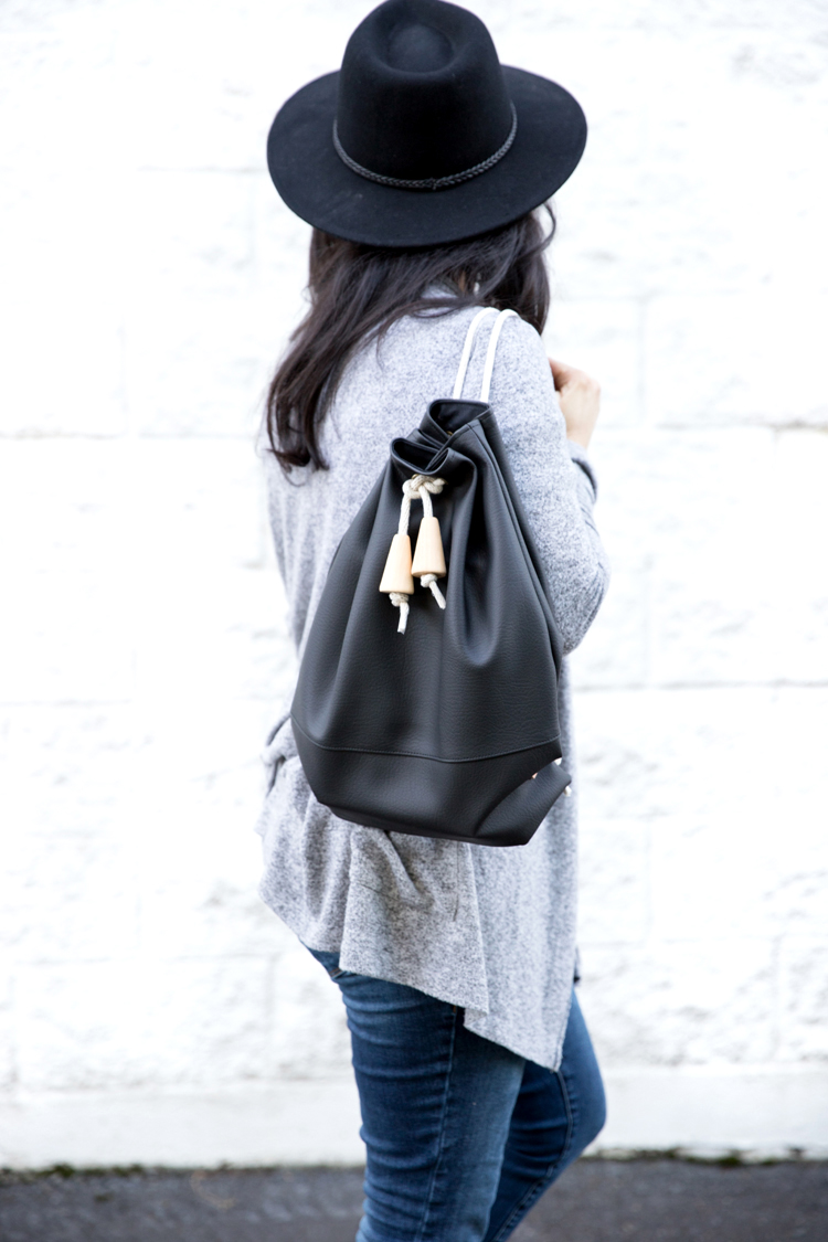 leather drawstring bag