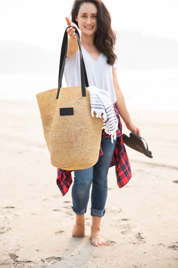 Crocheted Raffia Beach Bag