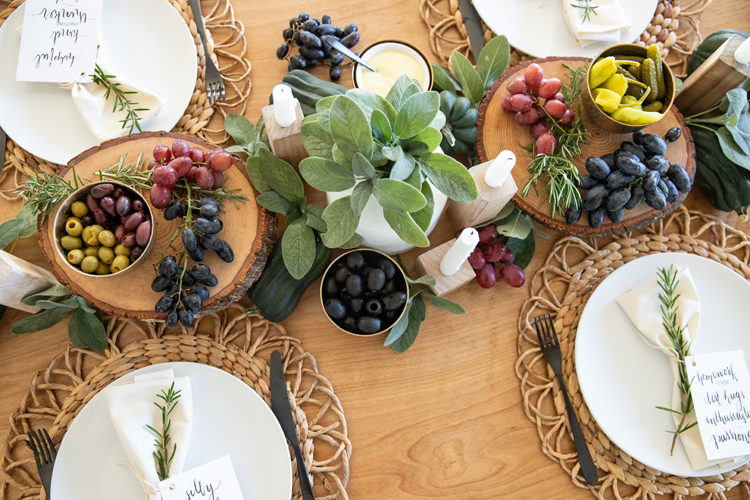 How To Make A Magical Table Setting Using What You Have On Hand // www.deliacreates.com // Make the centerpiece a relish tray as well to save space!