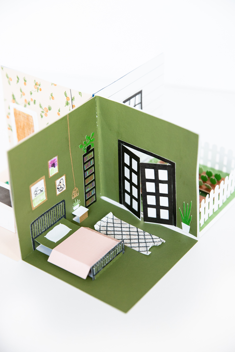 Pop-up Paper Dolls House Diorama Study/office Printable Kids