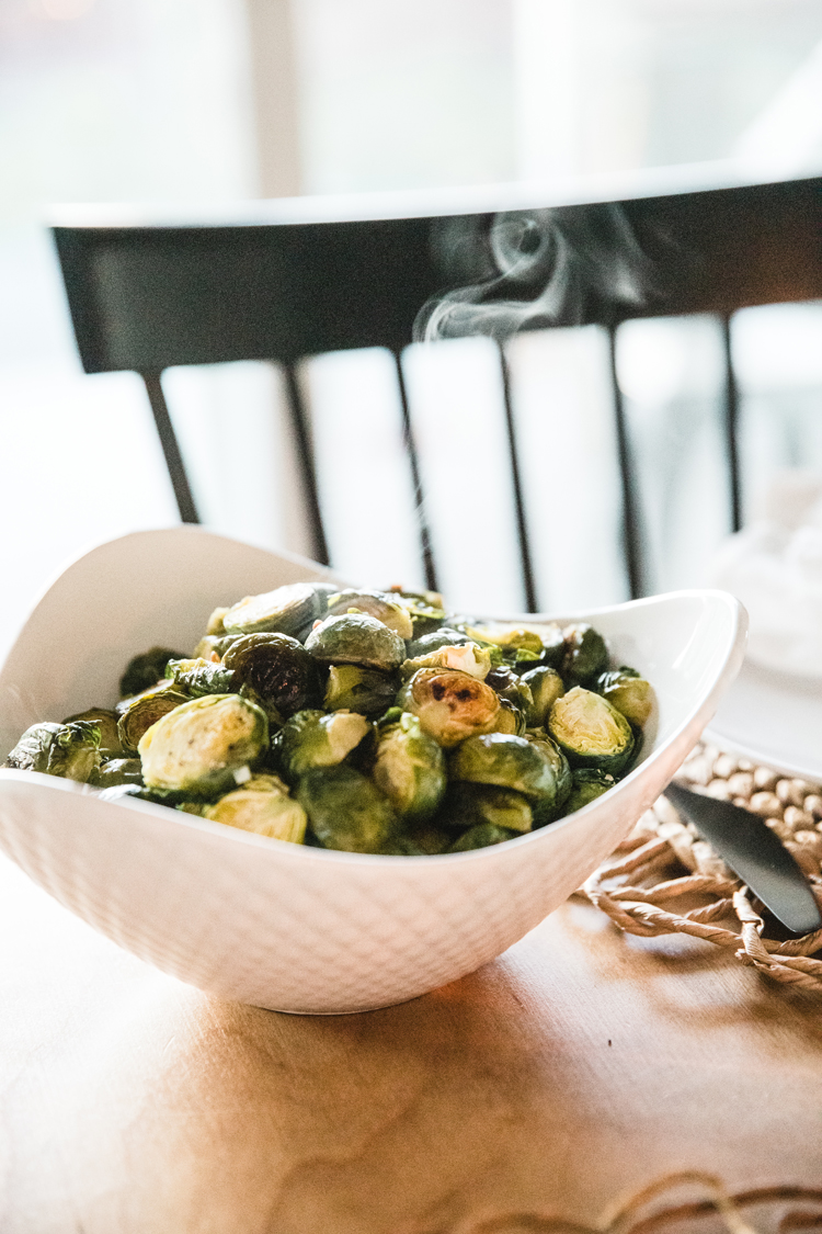 Allergy Friendly Thanksgiving Dinner // Roasted Brussel Sprouts // www.deliacreates.com