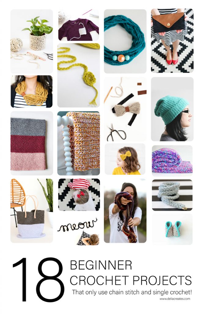 18 crochet projects that use just chain stitch or single crochet!