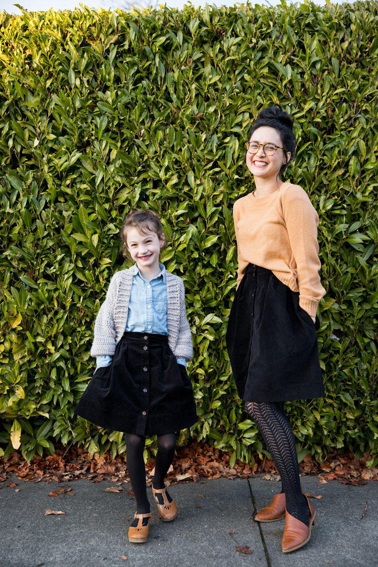 Mommy + Me Corduroy Skirts // sewing details at www.deliacreates.com