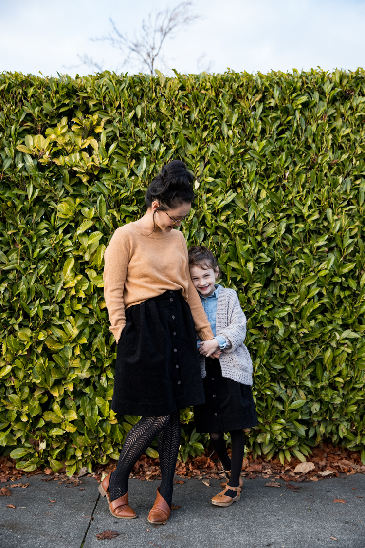 Mommy + Me Corduroy Skirts // sewing details at www.deliacreates.com