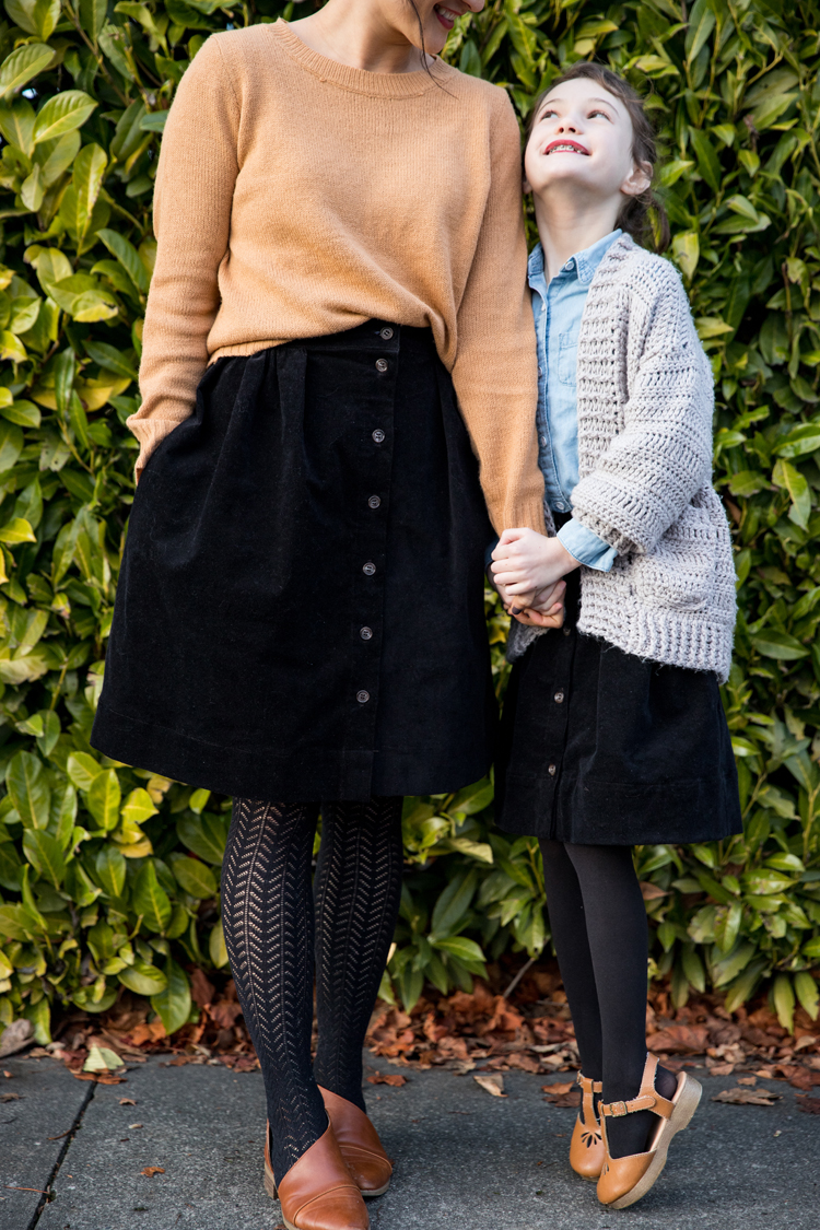 Mommy + Me Corduroy Skirts // sewing details at www.deliacreates.com