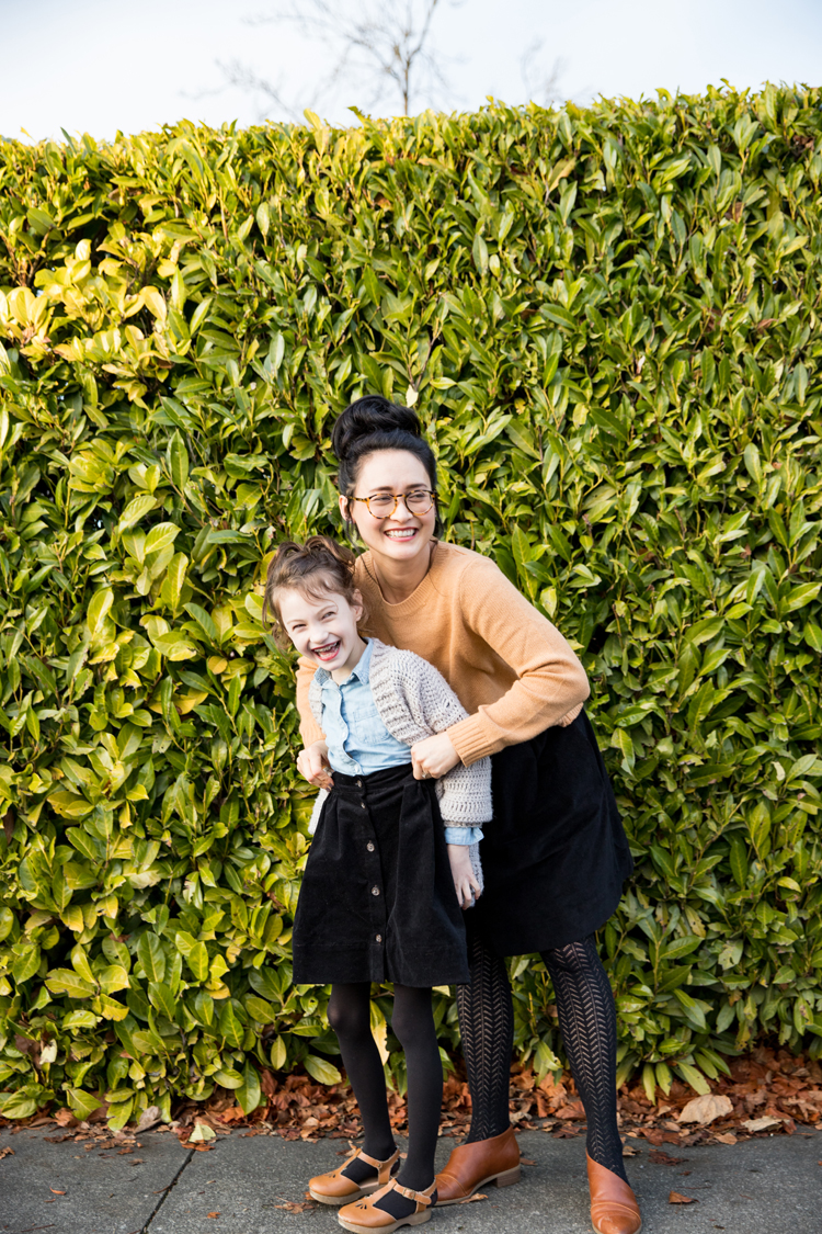 Mommy + Me Corduroy Skirts // sewing details at www.deliacreates.com