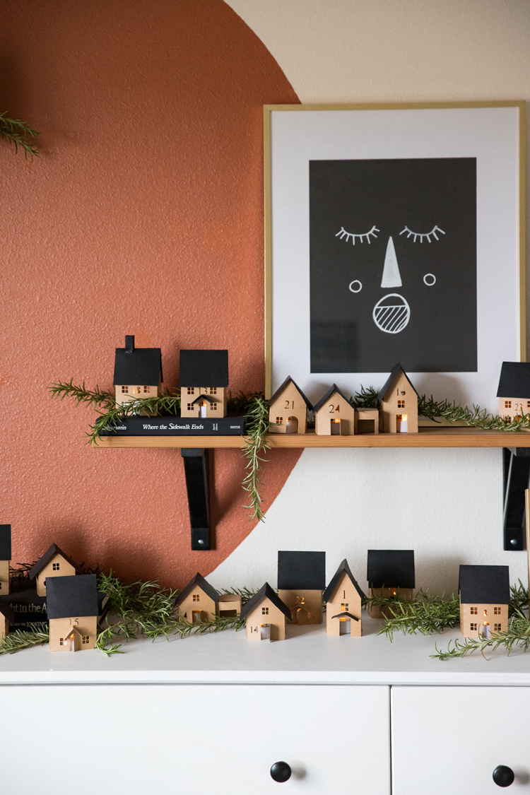 Christmas Advent Paper Houses // www.deliacreates.com