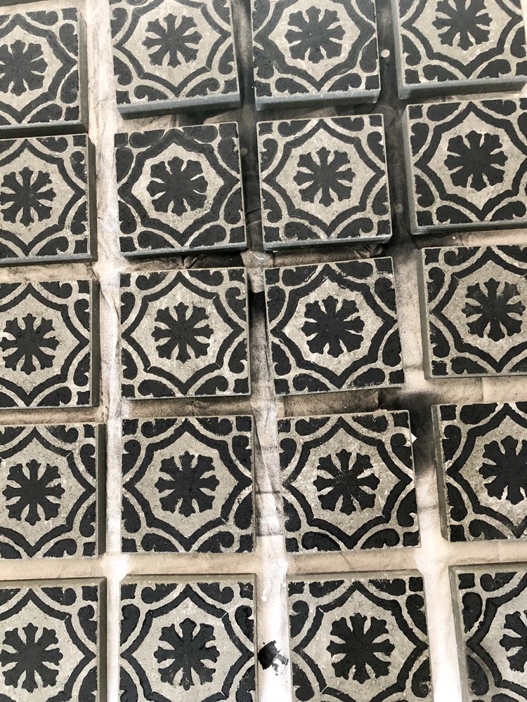 DIY Stenciled Paver Greenhouse Flooring // www.deliacreates.com