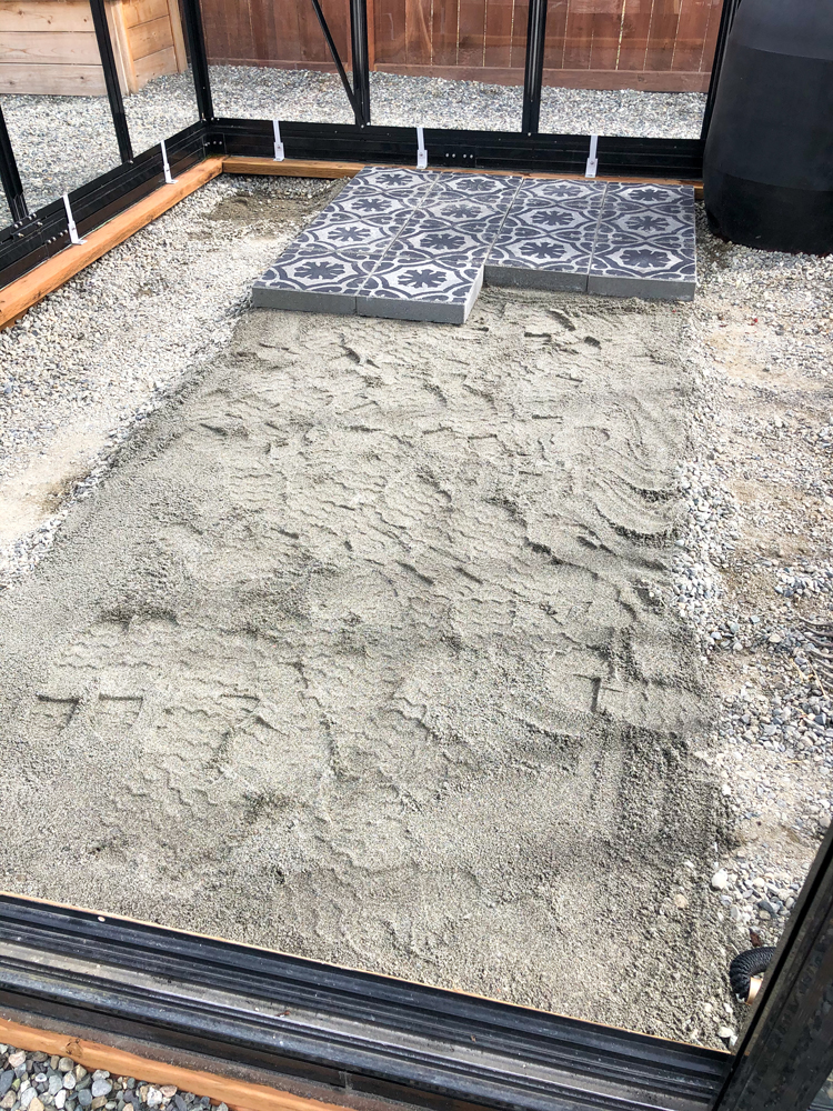 DIY Stenciled Paver Greenhouse Flooring // www.deliacreates.com