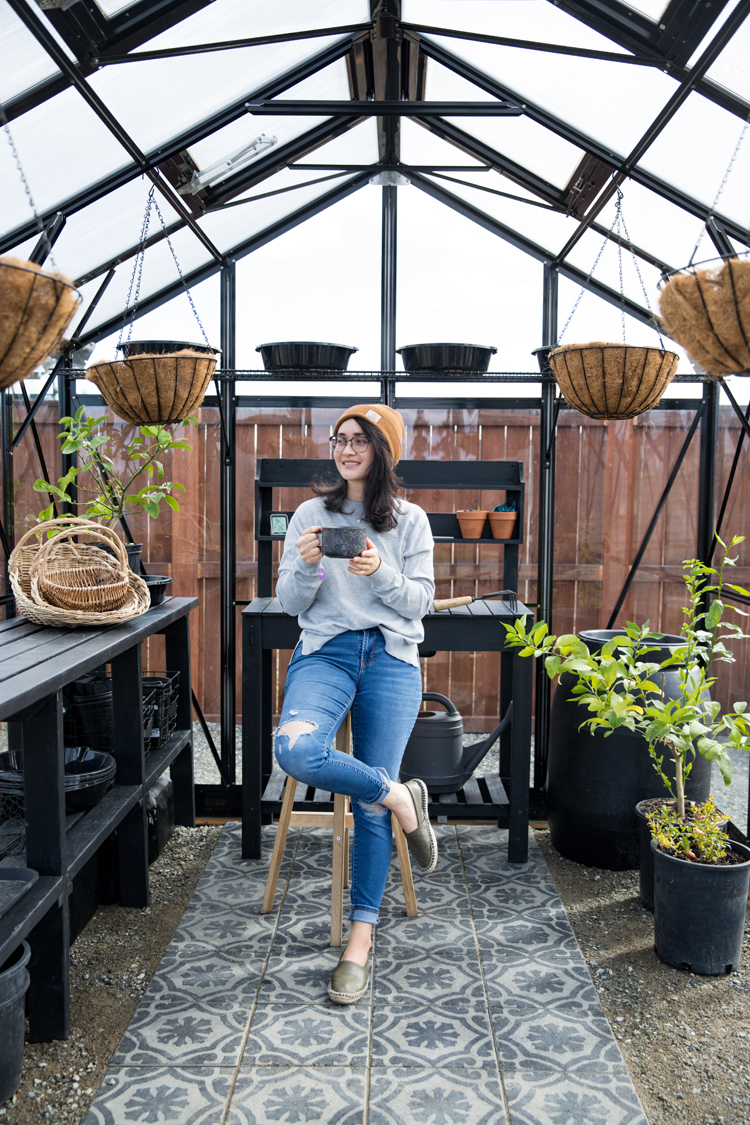 DIY Stenciled Paver Greenhouse Flooring // www.deliacreates.com