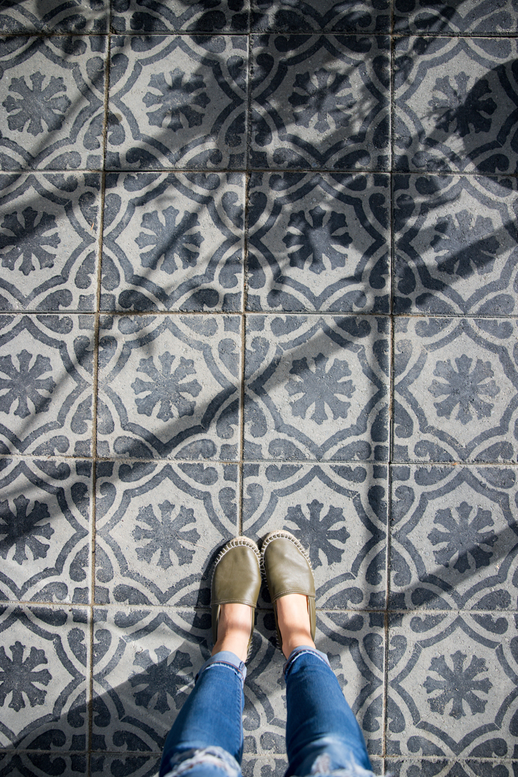 DIY Stenciled Paver Greenhouse Flooring // www.deliacreates.com