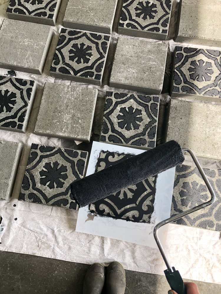 DIY Stenciled Paver Greenhouse Flooring // www.deliacreates.com