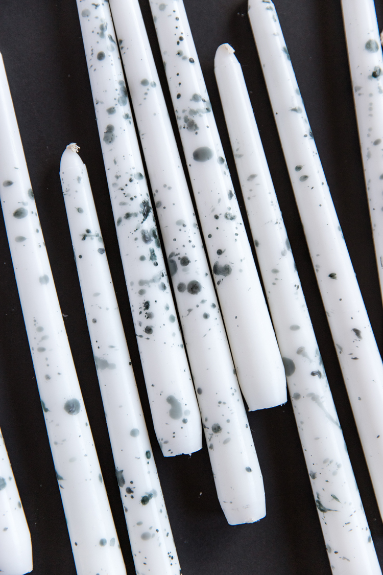Easy Wax Splattered Candles TUTORIAL // www.deliacreates.com